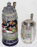 072449 GERMAN GLASS  EARTHENWARE STEINS TWO H 7