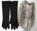 060503 BLUE MINK FUR COLLAR KID GLOVES L 36