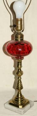 061569 ANTIQUE BRASS CANDLESTICK AS A LAMP H 26
