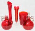 061565 RUBY FLASHED GLASS DECANTERS 2  VASES 3