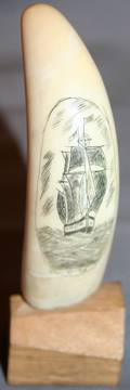 050539 SCRIMSHAW CARVED TOOTH SAILING SHIP H 4