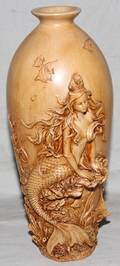 050532 MERMAID MOTIF COMPOSITION VASE 20TH C H 10