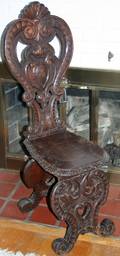 040502 ITALIAN BAROQUE CARVED WALNUT SIDE CHAIR C1880