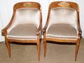 082053 FRENCH EMPIRE WALNUT  UPHOLSTERED ARM CHAIRS