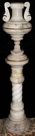 080013 MARBLE URN FORM LAMP  PEDESTAL C1920 H 52