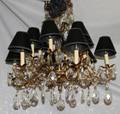 070027 TWELVE LIGHT CRYSTAL  BRASS CHANDELIER H 24