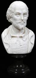 052032 CARRARA MARBLE SCULPTURE H 17 SHAKESPEARE