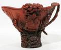 042051 CHINESE CARVED RHINO HORN VESSEL