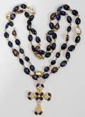041047 134 CT BLUE SAPPHIRE BEADS  DIAMOND NECKLACE