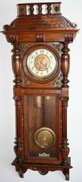 040006 VIENNESE TWOWEIGHT WALNUT WALL CLOCK C1880