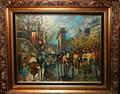 040028 OIL ON CANVAS 19 X 23 PARIS STREET SCENE