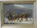 Russian oil on board troika scene