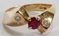 101077 14KT YELLOW GOLD 50CT RUBY  DIAMOND RING