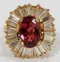 121091 18KT YGOLDPINK TOURMALINE  DIAMOND RING