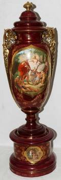 121085 CZECHOSLOVAKIAN PORCELAIN COVERED URN