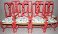 111087 GLAZED CORAL DINING CHAIRS 8 ROPE SEATS