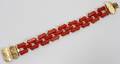 112073 ANTIQUE LINK CORAL  GOLD BRACELET