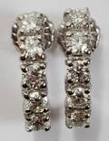 112071 14KT WHITE GOLD  SEMI HOOP DIAMOND EARRINGS