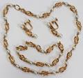 101167 14KT GOLD  PEARL NECKLACE BRACELET AND PAIR