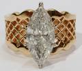 092063 3 CTS DIAMOND MARQUIS RING YGOLD SETTING