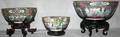 011145 CHINESE ROSE MEDALLION PORCELAIN BOWLS THREE