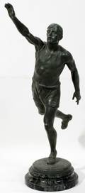 011132 CARLIER SPELTER SCULPTURE OF A RUNNER C 1930