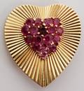 111175 14KT GOLD  RUBY HEARTFORM PENDANTBROOCH