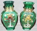 101210 CHINESE POTTERY VASES PAIR H 8 W 4