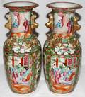 091157 CHINESE ROSE MEDALLION PORCELAIN VASES 19TH C