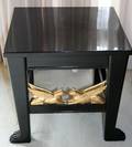 120063 BLACK LACQUER  GILT WOOD LION END TABLE