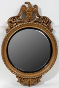 020108 GILT WOOD  GESSO BULLS EYE MIRROR C 1900
