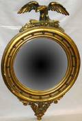 020107 GILT WOOD  GESSO BULLS EYE MIRROR H 39
