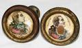 121216 ENGLISH ENAMEL  BRASS TIEBACKS LATE 18TH C