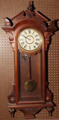 020148 VICTORIAN MAHOGANY WALL CLOCK C 1860