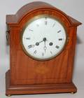 020147 SATINWOOD INLAID MANTLE CLOCK H 10 12