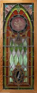 012179 STAINED GLASS WINDOW 59 X 21 CIRCA 1900
