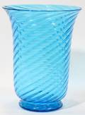 011227 STEUBEN BLUE GLASS VASE H 10 DIA 7 12