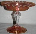 011222 VENETIAN GLASS COMPOTE H 5 14 DIA 6 12