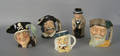 Five toby mugs by Royal Doulton