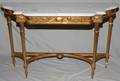 102161 LOUIS XVI STYLE GILT WOOD  MARBLE TOP CONSOLE