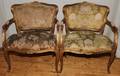 101299 LOUIS XV STYLE HANDCARVED ARMCHAIRS PAIR
