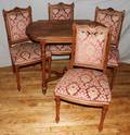 101298 LOUIS XVI STYLE WALNUT PARLOR TABLE  CHAIRS