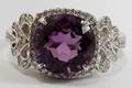 101276 14KT GOLD 471CT NATURAL AMETHYST DIAMOND RING