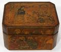 100121 PERSIAN DECORATED WOOD BOX C 1920 H 3 W 6