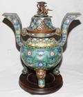 092168 18TH C CHINESE BRONZE  CLOISONN BURNER