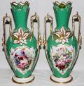 091227 ROCKINGHAM PORCELAIN VASES 19TH C PAIR H 19