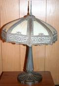 020189 BENT GLASS AND CAST METAL TABLE LAMP C 1930