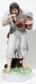 012239 ZSOLNAY PORCELAIN SHEPHERD WITH BAGPIPE