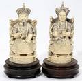011262 CHINESE IVORY EMPEROR  EMPRESS PAIR H 5 14