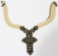 121263 FAUX PEARL NECKLACE WITH CROSS PENDANT L 12